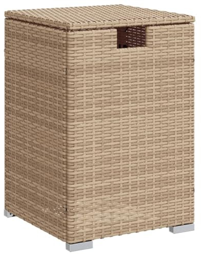PTUGUOF Table de protection pour réservoir de propane en polyrotin beige 40 x 40 x 60 cm avec compartiment de rangement caché pour bouteille de gaz de 9 kg, couvercle rabattable et ouverture de tuyau