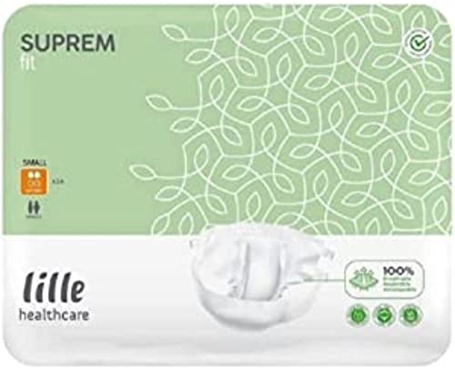 LILLE Suprem Fit All-in-One Briefs, Pack of 20, Extra +, 1890ml, Small, Adult Diapers for Men and Women, Incontinence Pants with Anti-Leak Barriers for Hygienic Use, Absorbent Undergarments