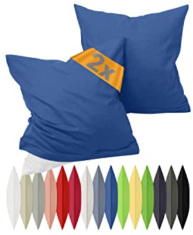 npluseins Renforcé-Kissenbezüge im Doppelpack - 100% Baumwolle - schlicht und edel 698.898, 80 x 80 cm, royal