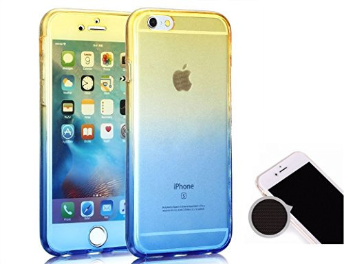 TheTransporter Slim 360 degree Protective Front and Back Full Coverage TPU Silicone Gel Case Cover For Apple iPhone 5 5s se (Yellow/Blue)