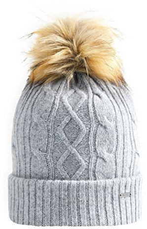 Vulpés Beanie / Mütze Damen - Intelligente beheizbare Mütze mit Bommel für warme Ohren (Lichtgrau)