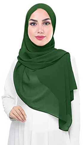 Lina & Lily Damen Muslim Premium Chiffon Hijab Kopftuch Schal aus Leicht Stoff (Smaragdgrün)