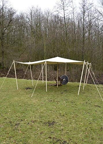 Battle-Merchant reißfeste Lagerplane | Sonnensegel mit Schlaufen | naturfarben Zeltplane, 250g/m² stark | für LARP und mehr | Größe 4m x 4m