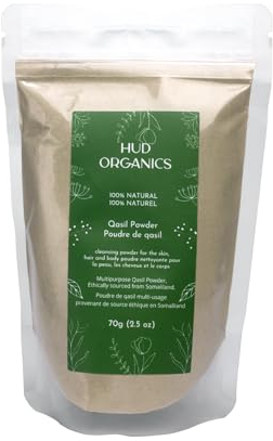 Hud Organics Qasil Powder Somali Natural Face Mask, Body Scrub 3-1 Care for All Skin Types, Deep Cleansing, Exfoliating, and hydrating, Organic Shampoo 70g