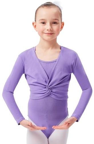 tanzmuster ® Ballettjacke Mädchen Langarm - Mia - aus wunderbar weichem Baumwollstoff - Top zum Reinschlüpfen fürs Kinder Ballett