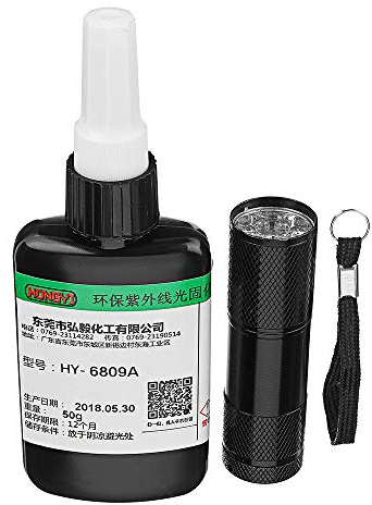 TuToy Colle UV Super 50Ml durcissant l'adhésif de colle optique pour la céramique en bois de cristal de verre avec la lampe de poche