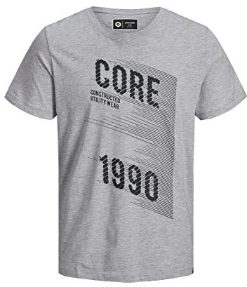JACK & JONES Men's Jcohatch Tee Ss Crew Neck T-Shirt, Grey (Light Grey Melange Fit: Slim), Small