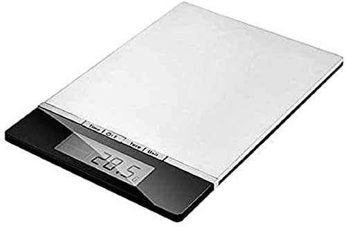 Venga! Hochpräzise digitale Küchenwaage aus Edelstahl, wiegt bis zu 5 kg, Einteilung 1 g, mit Raumtemperatur-Anzeige und Uhrzeit, schwarz/Edelstahl, VG EKS 3000