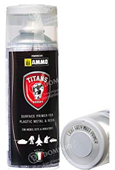 Ammo of Mig Jimenez Farben Primer Oberflächen Grundierung Spraydose 400ml (100ml=€3,75) (hellgraue Matte Grundierung)