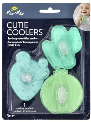 Itzy Ritzy Water-Filled Teethers for Teething Relief, Set of 3 Green Cactus
