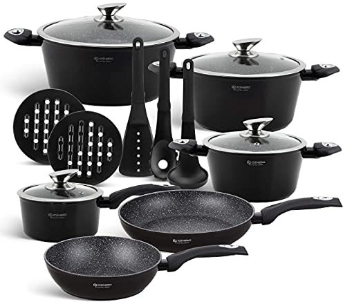 EDENBERG 15 TLG Topfset Induktion, Töpfe & Pfannen beschichtet, Kochtopf Set | induktions Töpfe Set, Kochtöpfe, Töpfe Induktion | Kochgeschirr Set, Topfset induktionsgeeignet (EB-5611)