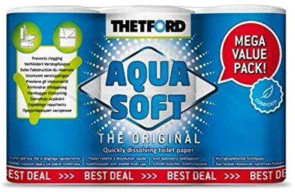 AGC Thetford Water Soluble Toilet Paper Pack of 6 Rolls Total 12 Rolls