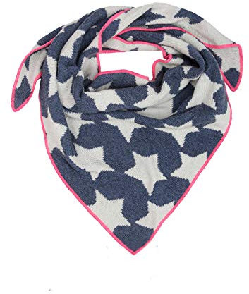 Zwillingsherz Dreieckstuch Stola Schal aus Kaschmir und Wolle für Kids Mädchen Jungen Kinder - Hochwertiges Cashmere Halstuch mit Stern Print Muster - Multifunktionstuch für Sommer Herbst Winter