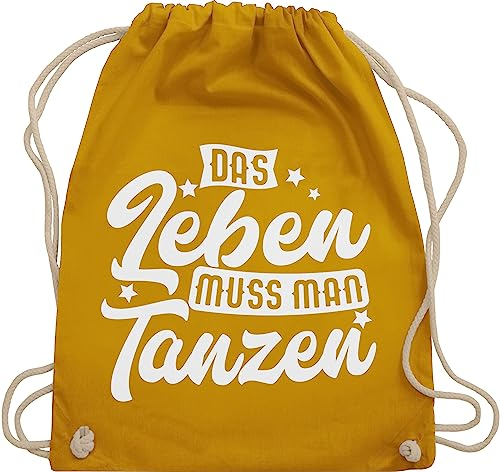 Turnbeutel Rucksack - Geschenk - Das Leben muss man tanzen - Unisize - Senfgelb - geschenke für tänzer tanz dance guter tag zum beutel gym bag festival damen mit spruch tanzsport ich stoffrucksack