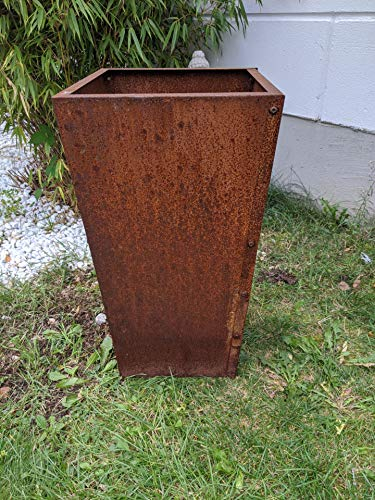 Zen Man Edelrost Garten Pflanzschale aus Metall Garten Blumentopf Rost Gartenschale Übertopf Gartendeko Handarbeit (032002-1 : B32*25*H60cm)