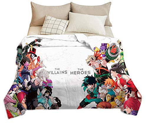 Anjinguang My Hero Academia Collage Anime BNHA Hawks Manga Flanell Überwurf, Decke Ultra Weiche Tagesdecke Mikrofaser Fleece Decke Langlebig Heimdekor Perfekt für Kinderzimmer 120 x 150 cm