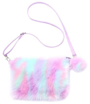 SOIMISS Frauen Mädchen Regenbogen Farbe Umhängetasche Plüsch Frauen Beutel Shopping Cross Body Pouch Kleine Artikel Handtasche