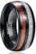Cloyo Ringe Herren Schwarz Paar Ring Damen Wolfram Eheringe Verlobungsring 8mm with Imitiert Meteorit Koa Holz Ring Größe 65 (20.7)