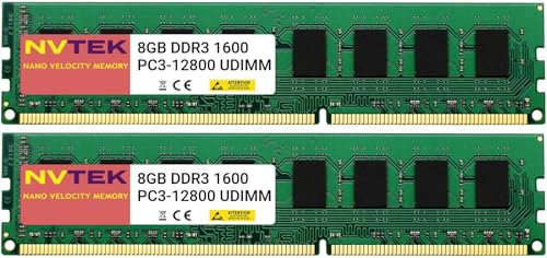 NVTEK 16GB (2x8GB) DDR3-1600 PC3-12800 Non-ECC UDIMM Desktop PC RAM Aggiornamento Memoria