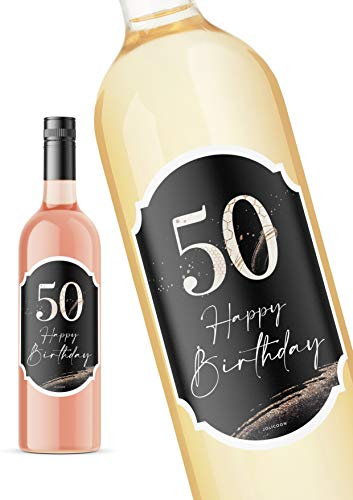 JoliCoon 50. Geburtstag Flaschenetikett - Perlmuttlack veredelt - 8,5x12cm - Happy Birthday 50