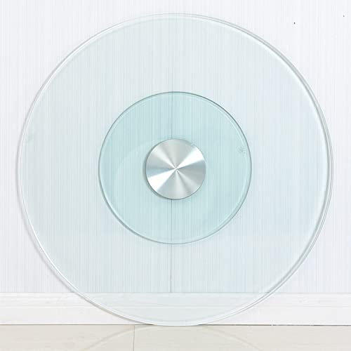 YQJY Round Glass Turntable Lazy Susan With Silent Bearings, 60cm-120cm Large Tempered Glass Rotating Tray 360° Smooth Rotating Serving Plate Easy To Share All Food With 6 Auxiliary Wheels, Silver
