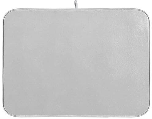 Gris Grande Plato Secado Mat Xl para Platos Accesorios Cocina Contador Microfibra Gris Escurridor Pad Resistente al Calor Mat Decoración 18x24 pulgadas