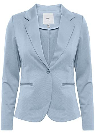 ICHI IHKATE BL Damen Blazer Kurzblazer Jacke Ein-Knopf-Blazer mit Stretch und Reverskragen, Größe:XXL, Farbe:Forever Blue (164019)