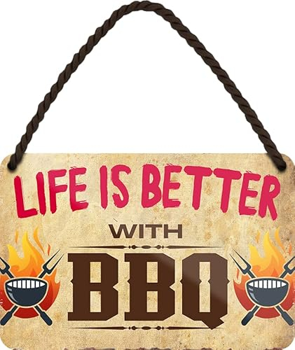 schilderkreis24 Blechschilder Kollektion 18x12cm – Lustige Grillsprüche: BBQ-Deko & Geschenkideen für Grillfans (Life is better with BBQ)