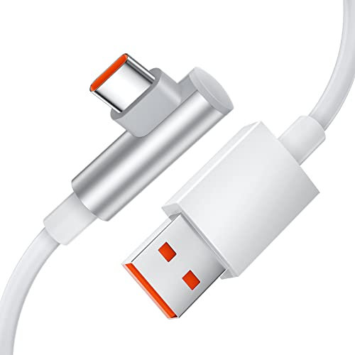 TITACUTE USB C Cavo 6A Cavo 1,8m,120W Ricarica Turbo Xiaomi 11TPro/Mi 11/Mi 10Pro,Angolo Ricarica Rapida Cavo USB C da 67W, Cavo Dati Fast Turbo Charge Xiaomi Pad 5 12X Mi 11 UltraRedmi POCO F3,bianco