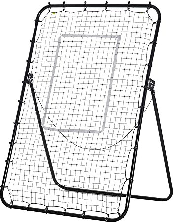 HOMCOM Foldable Football Rebounder Net, Large Football Goal Training Aid Soccer Kickback Target Zone Goal Play Adjustable Angles for Kids & Adult Black