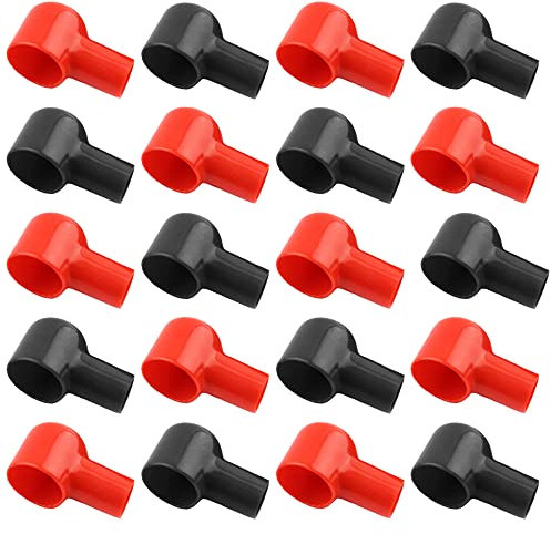20 PCS Battery Terminal Covers Insulating Flexible Protector Caps Car Battery Cover for Car Electric Bikes Trucks Boat Protector Positive and Negative-Red & Black