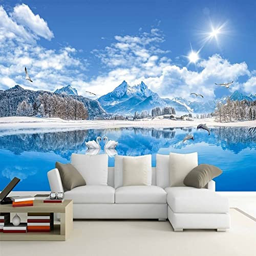 YXTSmurals Ciel Nuages Lac Papier Peint Panoramique 3D Papier Peint Intissé 3D Effet Poster Geant Mural Personnalisé 3D Peinture Murale Tv Pour Salon Chambre Décoration Murale