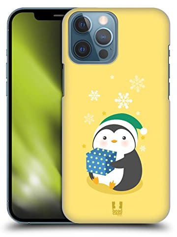 Head Case Designs Blue Gift Box Kawaii Christmas Penguin Hard Back Case Compatible With Apple iPhone 13 Pro Max