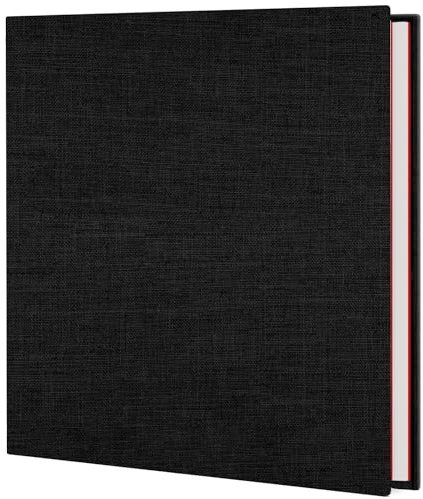 AIOR Selbstklebende 10x15 Fotoalbum Einkleben und zum Selbstgestalten, Groß Leinen Scrapbook 40 weißen Seiten, Hochzeit Jahrestag Geburtstag Geschenke, Schwarz (33x32cm)