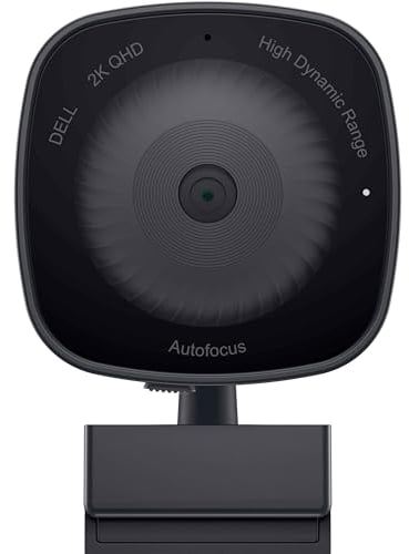 Dell WB3023 1080p Full HD Webcam - 30fps, Auto Light Correction, Noise Reduction Microphones, Wide-Angle Lens, USB-C, Privacy Shutter, Adjustable Mount, Black