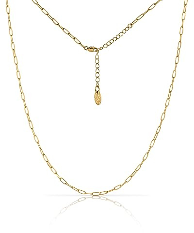 Forge & Foundry Men's Rope Chain Necklace [Stainless Steel] | Refined Hand-Crafted Jewelry, Designed by Jewelers, Forged for Men (Gold Paperclip)