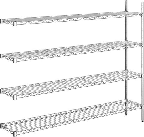 kaiserkraft | Stahldraht-Gitterregal | verchromt | Fachlast 100 kg | BxT 1520 x 360 mm | Anbauregal | Höhe 1370 mm | 4 Fachböden