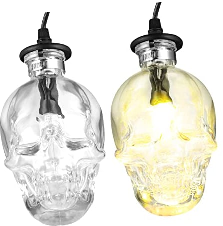 DOITOOL Skull Chandelier Skull lamp Fixture Chandelier lamp Glass Chandeliers Decorative Pendant Light Ceiling Lights Lantern Chandelier Halloween Chandelier Glass lamp Personality
