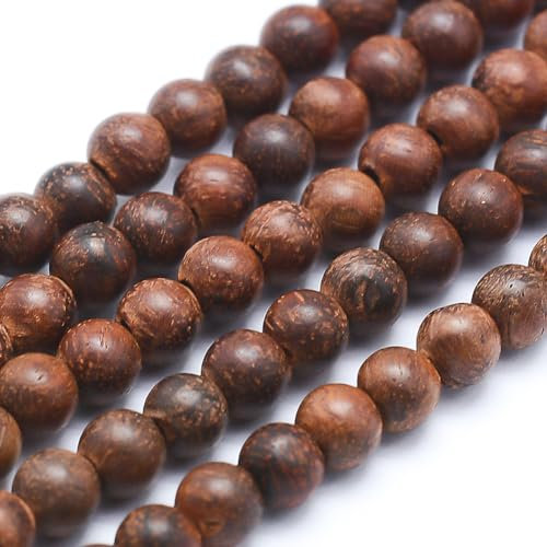 Lot de 50 perles rondes en bois de rose naturel de 8 mm pour fabrication de bijoux, bracelets, colliers