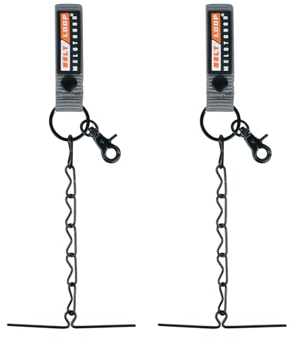 MELOTOUGH Band-Tanga für Werkzeuggürtel, Taille, elektrisches Klebeband, Kette mit Schlüsselanhänger und Karabinerhaken für Gürtel, Grau, 2 Stück