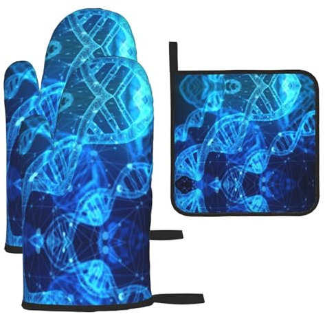 DNA Chain Foto Außergewöhnliche Ofenhandschuhe und Topflappen Set - Die besten isolierten Handschuhe mit Topflappen