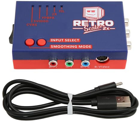 Srliya Retroscaler2x Convertitore Av a HDMI. Adattatore retrò da gioco a TV 480p, raddoppiatore di linea di segnale, prestazioni audio eccezionali, per Vic20 per N64 per Sfc per Md2 per