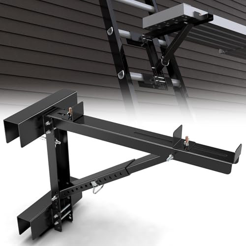 2025 Upgraded Adjustable Ladder Jacks 2 Pack for Scaffolding Platform, Two-Rung Short Body Extension Ladder Jack Scaffold Bracket, Black Ladder Platform Accessories, Ladder Jack Part for Working Stage