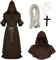 helymore Mittelalterliche Mönchsrobe Priesterrobe mit Kapuze und Kreuz Mönchsrobe Halloween Karneval Cosplay Kostüm Umhang, M
