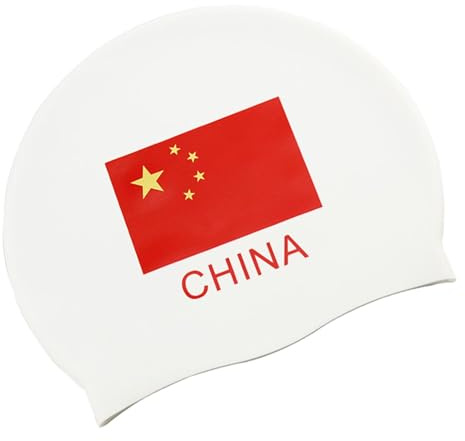 Bonnet de natation pour homme, bonnet de natation pour adulte, bonnet de bain en silicone avec imprimé drapeau – Enveloppement confortable pour les cheveux, bonnets de natation imperméables pour