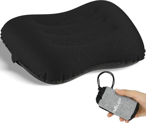 Tavaler Aufblasbars Kissen Ultralight Outdoor Camping Kissen, Camping Kopfkissen Aufblasbar Ergonomisches Reisekissen Aufblasbar Strandkissen (rutschfest+Schwarz)