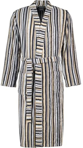 Cawö Home Bademäntel Herren Kimono Streifen 6607 Kiesel - 73 XL