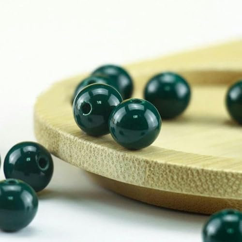 10 pezzi 10 mm perline di ceramica colorate per realizzare braccialetti perline di porcellana perline distanziatrici per la creazione di gioielli-verde scuro-10 mm