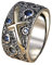 S925 Sterling Silber Herren Sternenhimmel blauer Meteorit Ring, Gothic Retro Mode Kreuz Ring,Silber,10