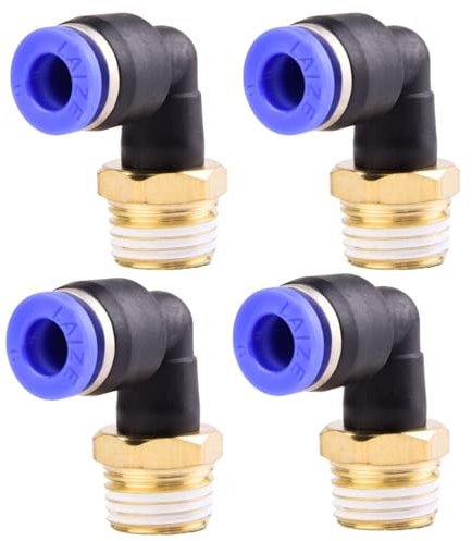 4 pezzi 6 mm 1/4” PT Raccordi pneumatici a gomito a 90° con filettatura maschio Raccordi pneumatici a sgancio rapido per tubi flessibili push-in Connessione aria compressa push-in